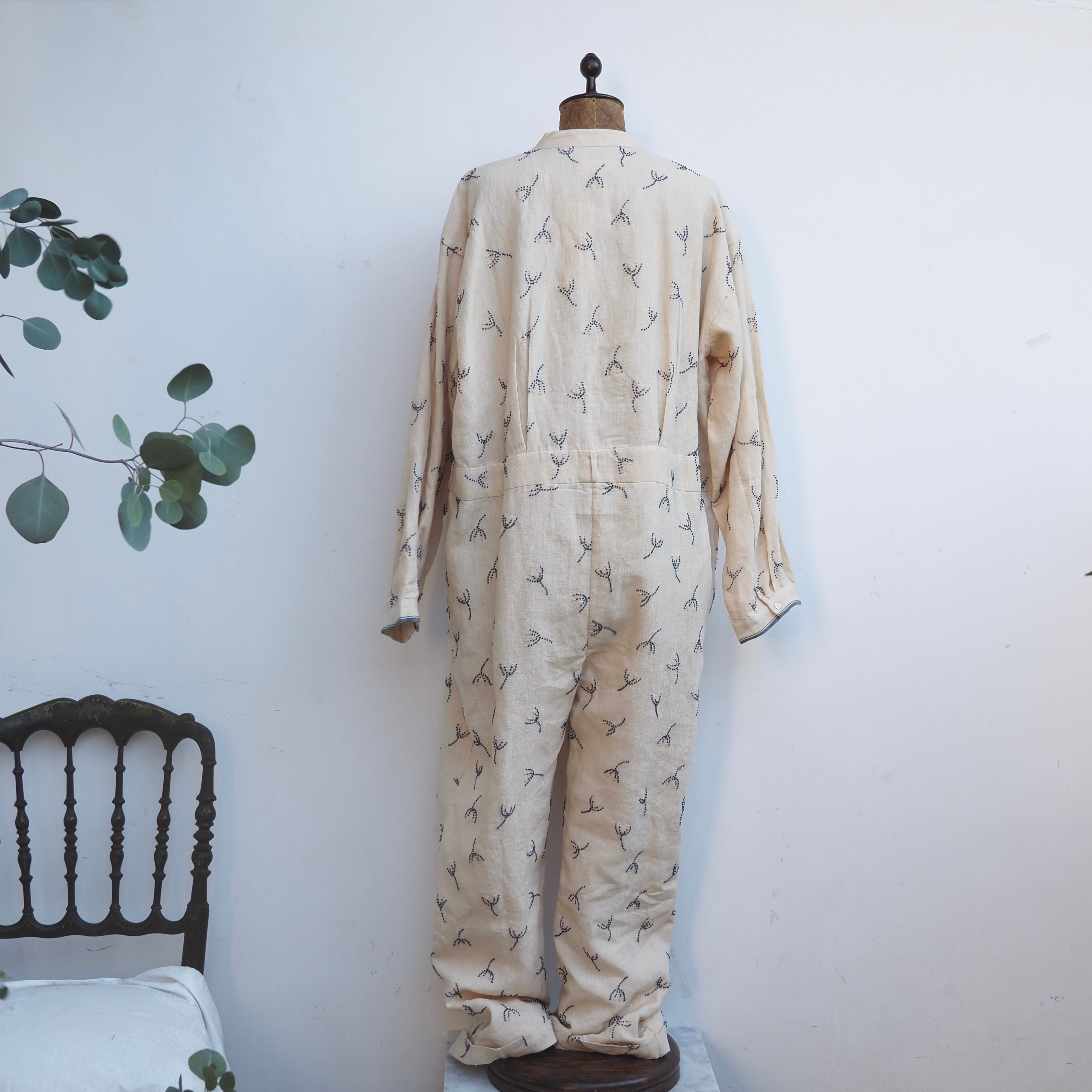 BUNON/Linen Over Jacket /カバーオール (ecru・black)