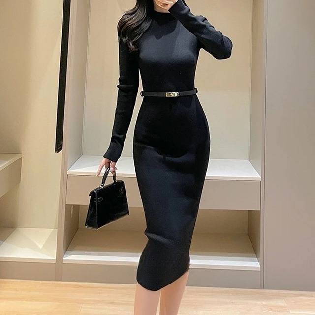 Slim fit knit dress(3color)　　V1330