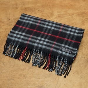 4045B Burberrys バーバリー マフラー ノバチェック ネイビー カシミヤ100% ブランド古着 MADE IN ENGLAND