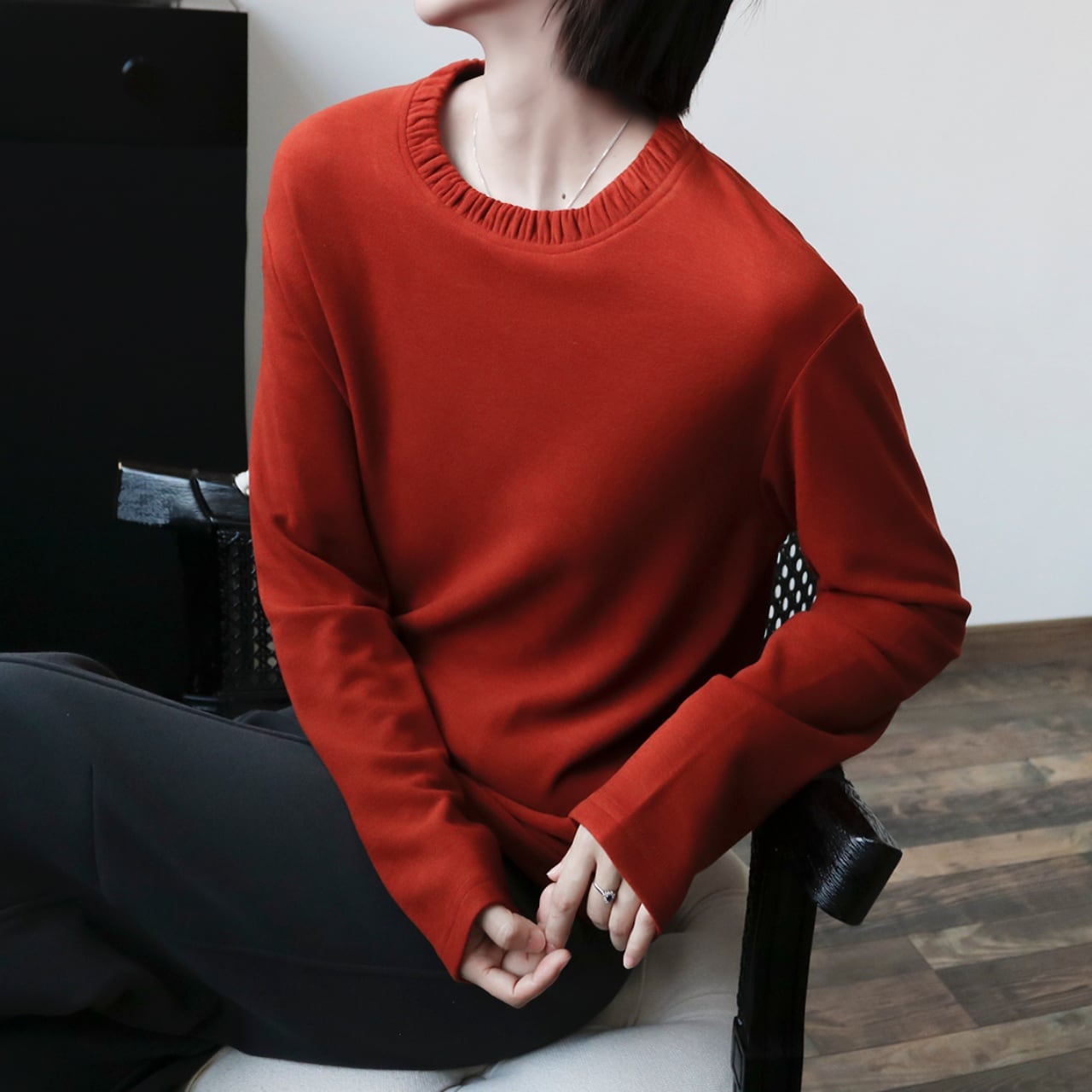 ネックギャザーレイジーフリースTシャツ A01978