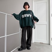 [GRWM]ボリュームワイドknit/グリーン