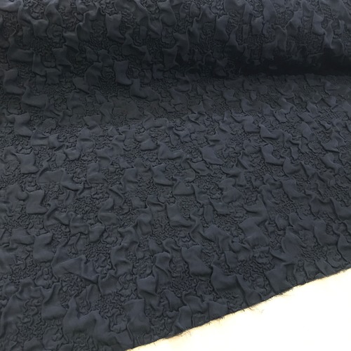 三層ふくれ刺繍シフォンニット ブラック 114cm巾