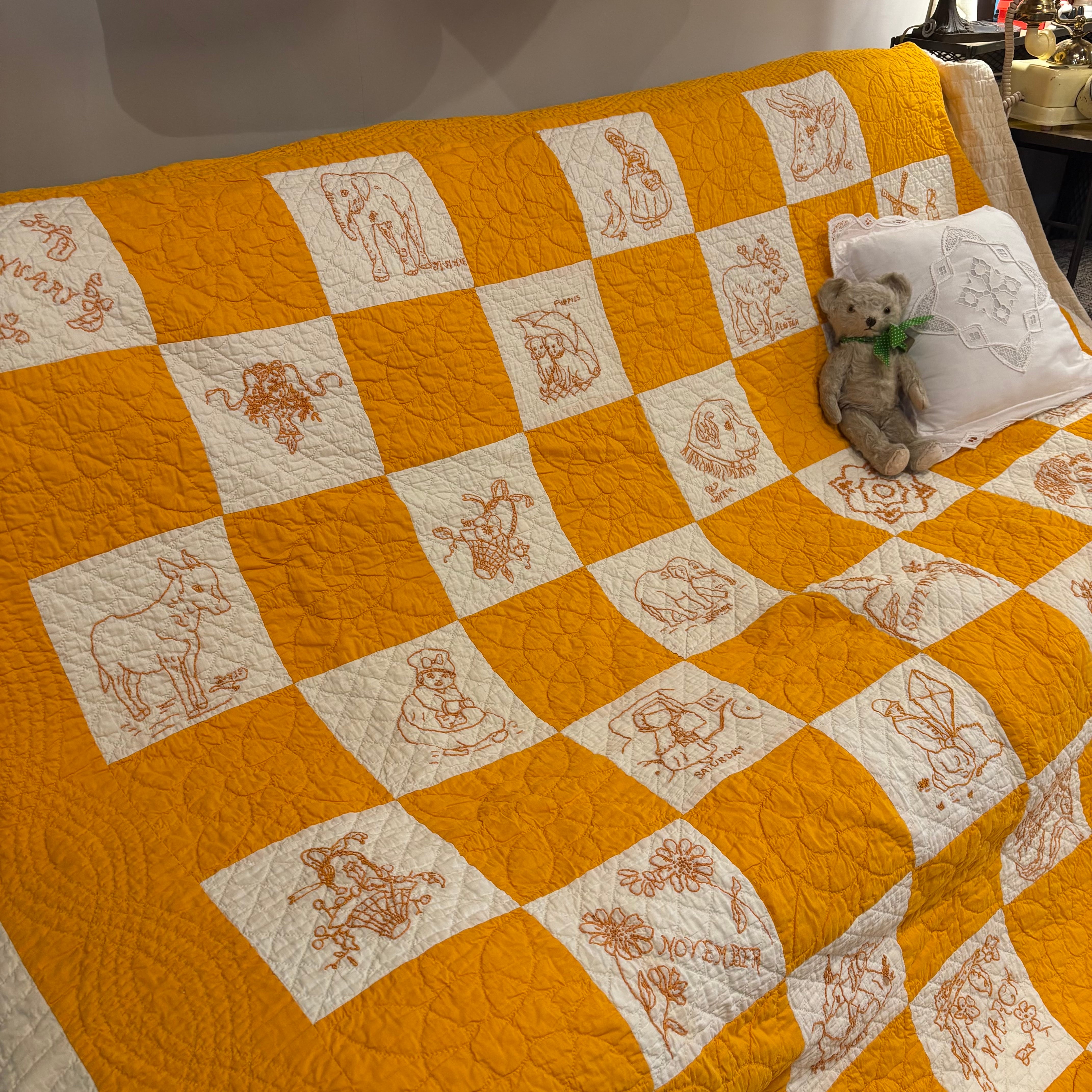 Antique Patchwork Quilt Feedsack(Squere ) | atelier nui