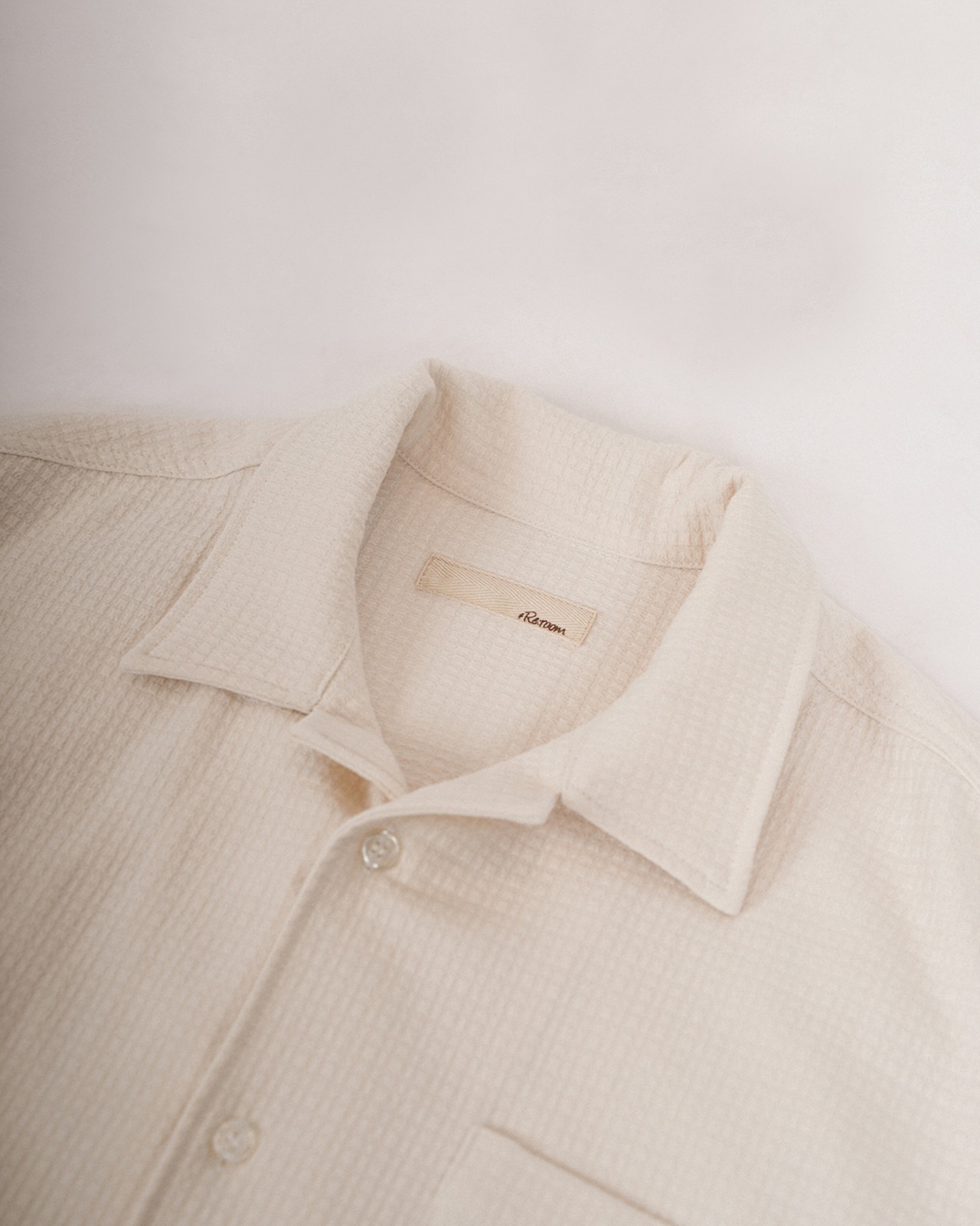 【#Re:room】WAFFLE OPEN COLLAR SHIRTS［RES124］