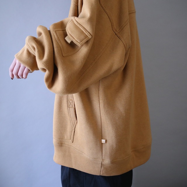 super over silhouette sleeve pocket design sweat parka