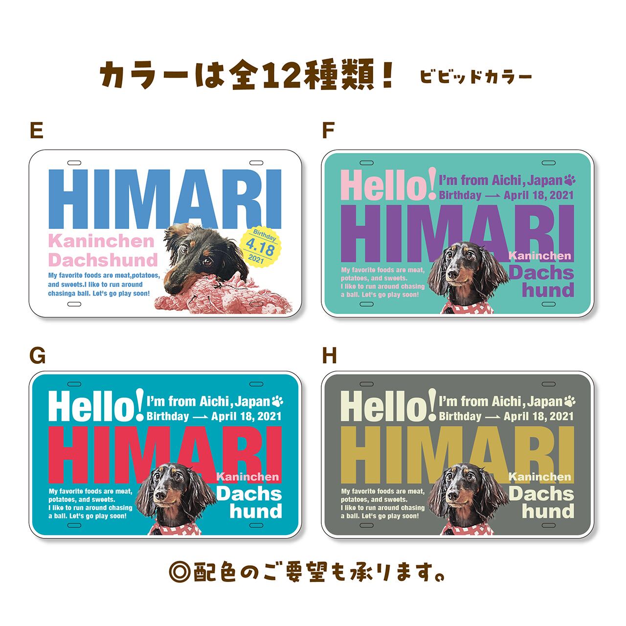 カート ネームプレート 〈ポップstyle〉 | ひまわんギャラリー