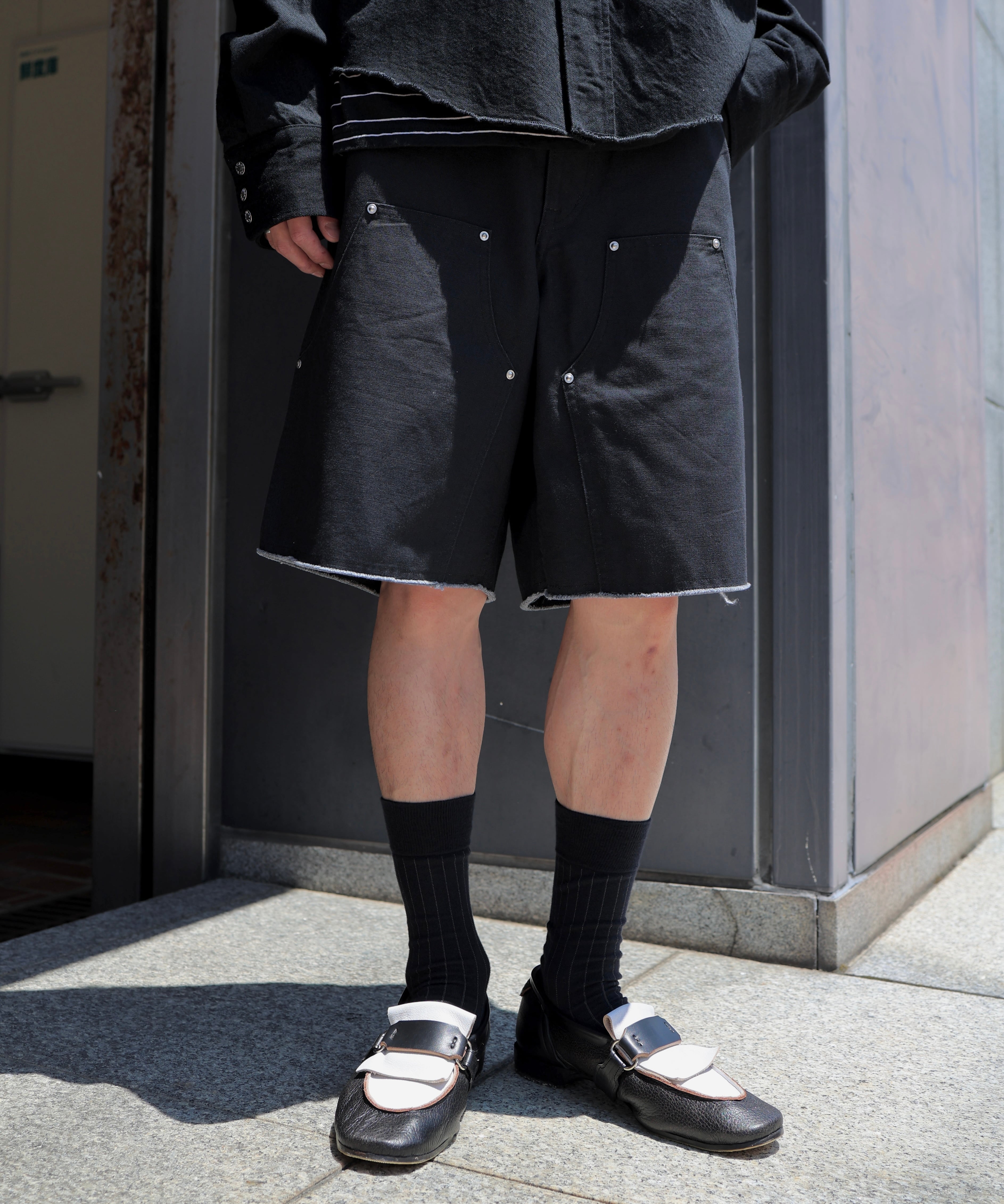 UNUSED / UW1191 DOUBLE KNEE DUCK SHORTS (BLACK) | AfterSchool
