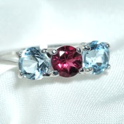 トルマリン 0.38ct トパーズ1.28ct リング pt900 Tourmaline