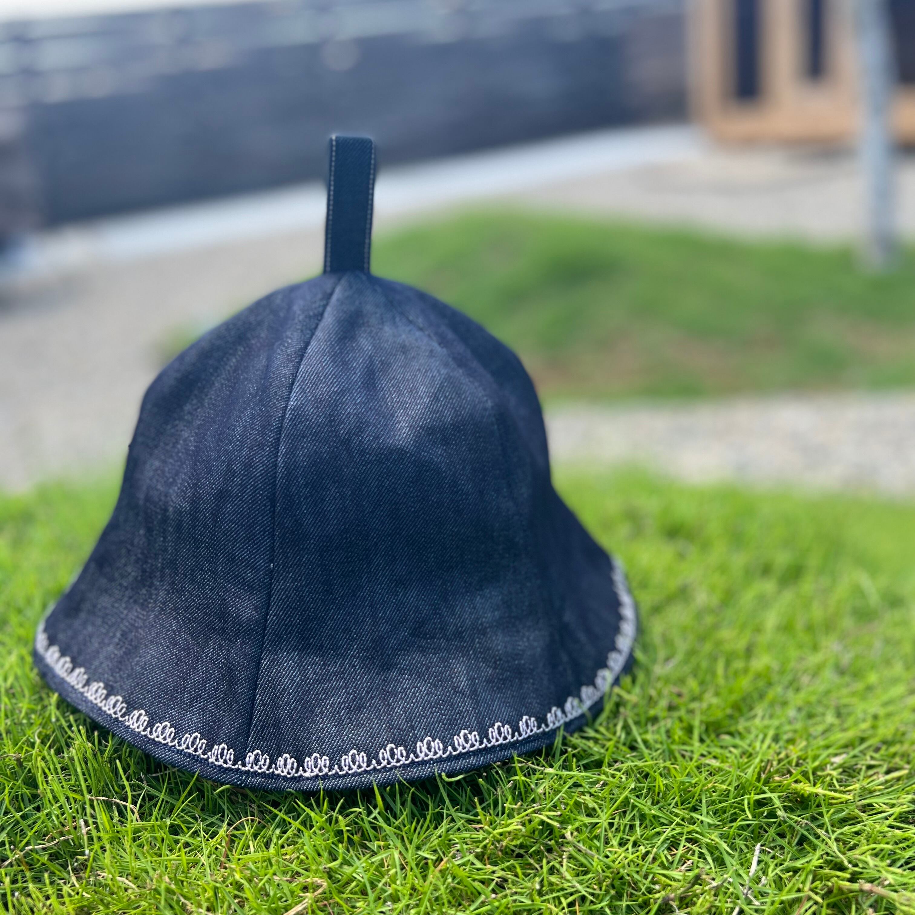 チューリップ型 シャボン柄 岡山デニム サウナハット サウナグッズ