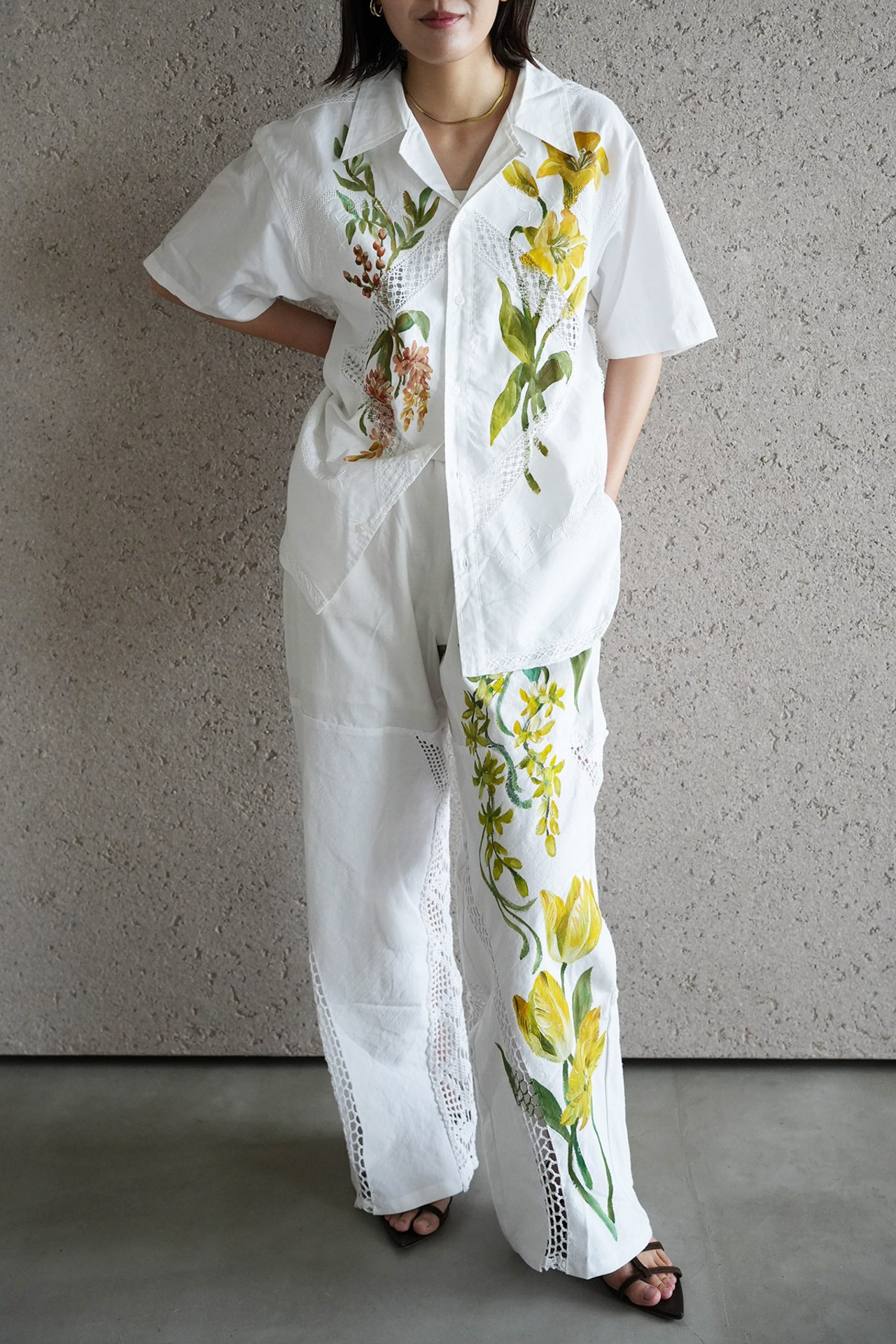 vintage lace pants yellow tulip