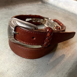 Western Buckle Brown Leather Belt / ブラウンウエスタンレザーベルト