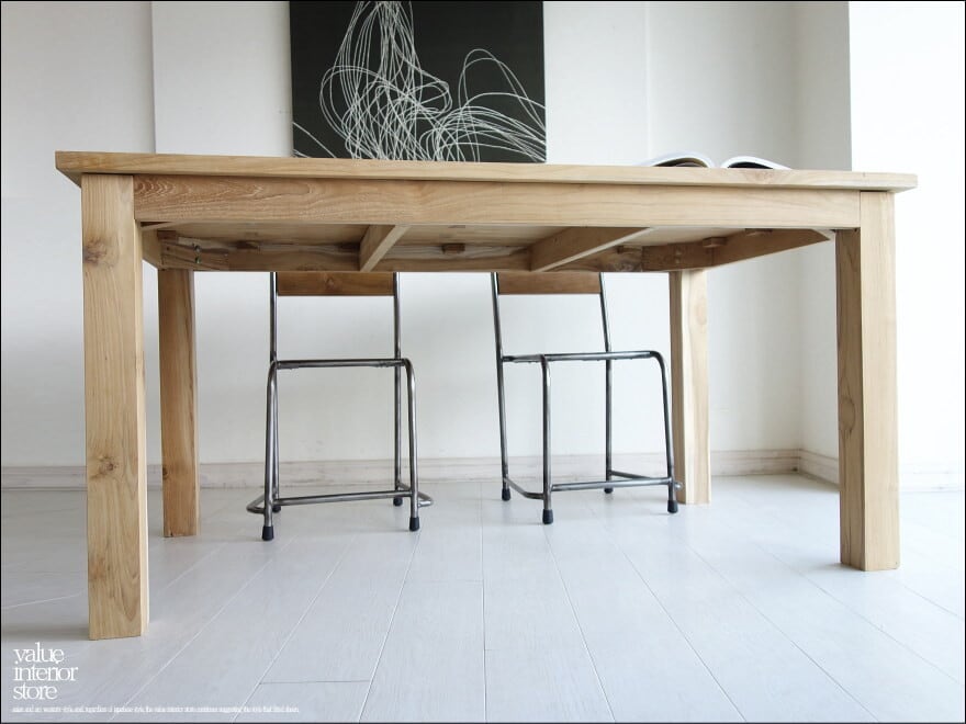 チーク無垢材 ダイニングテーブルLI/150cm 食卓テーブル デスク 机 シンプル ナチュラル 手作り 送料無料 世界三大銘木 150×90cm