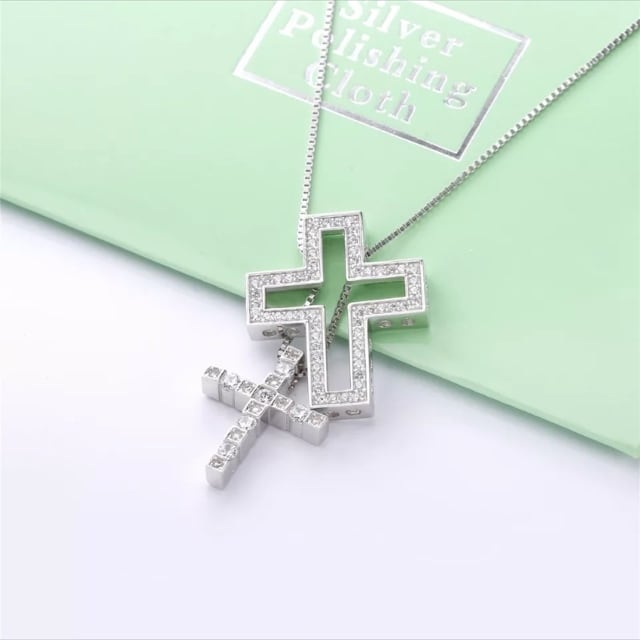 クロス ネックレス 十字架 925 人口ダイヤモンド ゴールド 高級 キラキラ