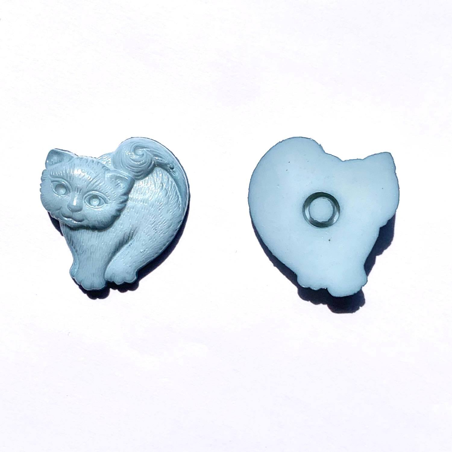 猫のカボション☆6個 z56 ブルー/ネコ/動物/ボタン 最終入荷〉ドイツアクリル ヴィンテージ猫カボション | Dua