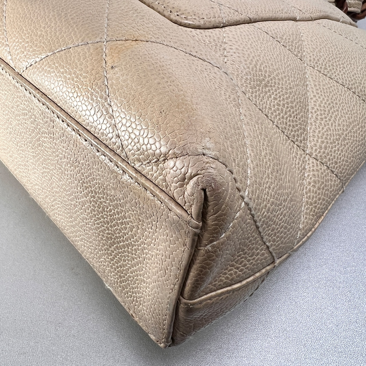 CHANEL シャネル ココマーク キャビアスキン トートバッグ ベージュ A-13746