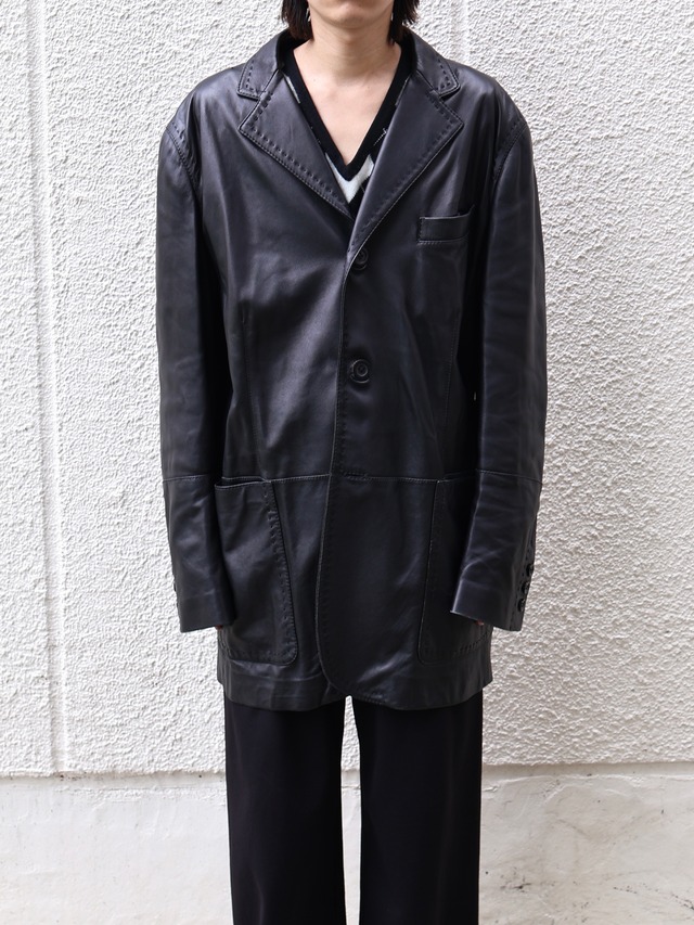 【gianfranco ferre】leather long tailored jacket