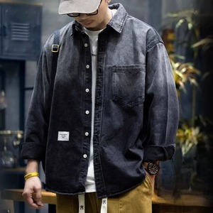 アメリカンカジュアル グラデーションデニム長袖シャツ 10783