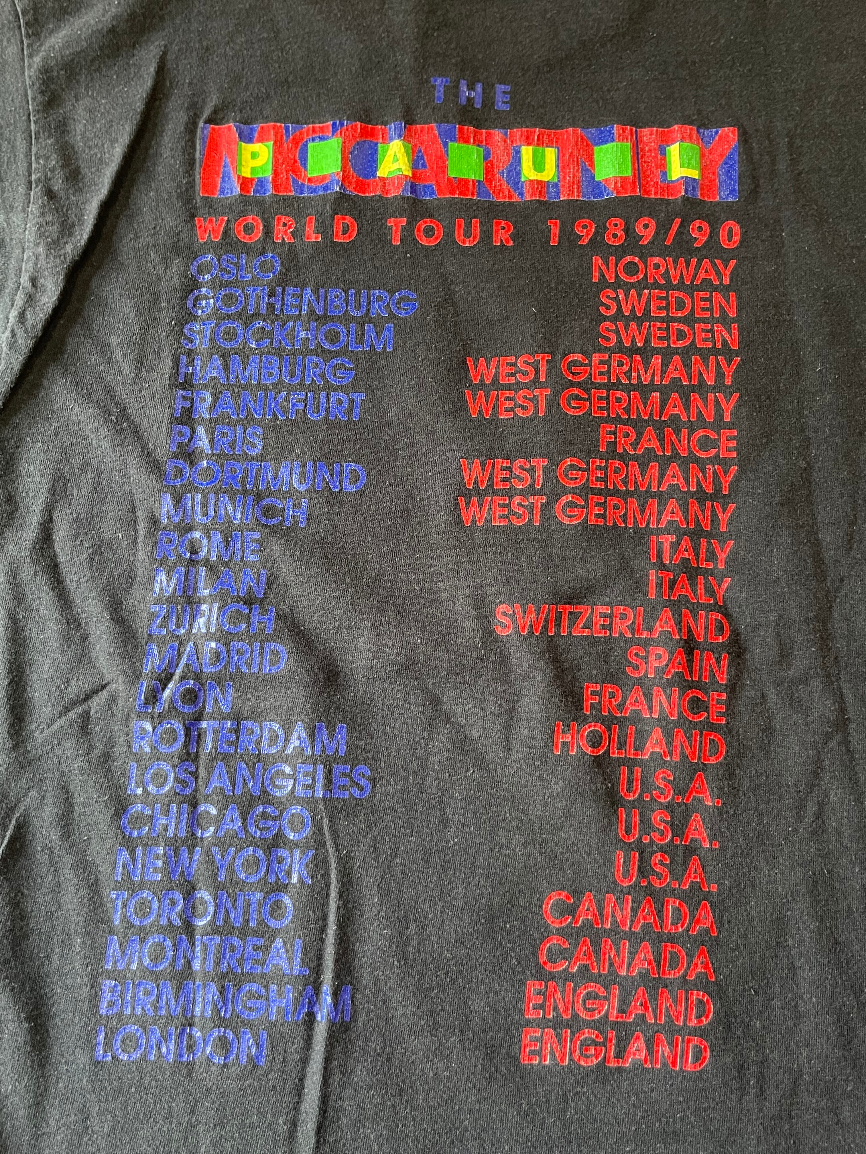 ポール・マッカートニー 89-90ワールドツアー Tシャツ M 色落ち無し