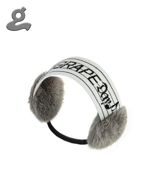 GRAPE White Music Notation Knitted Earmuffs