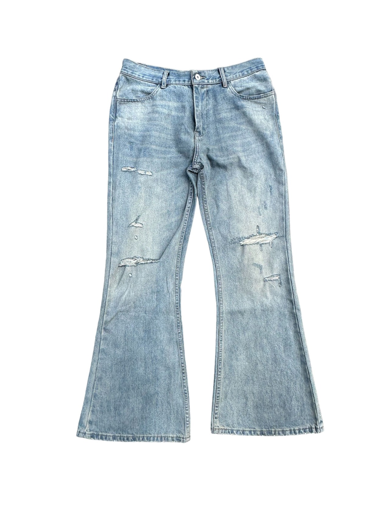 Dirty Destroyed Flare Denim