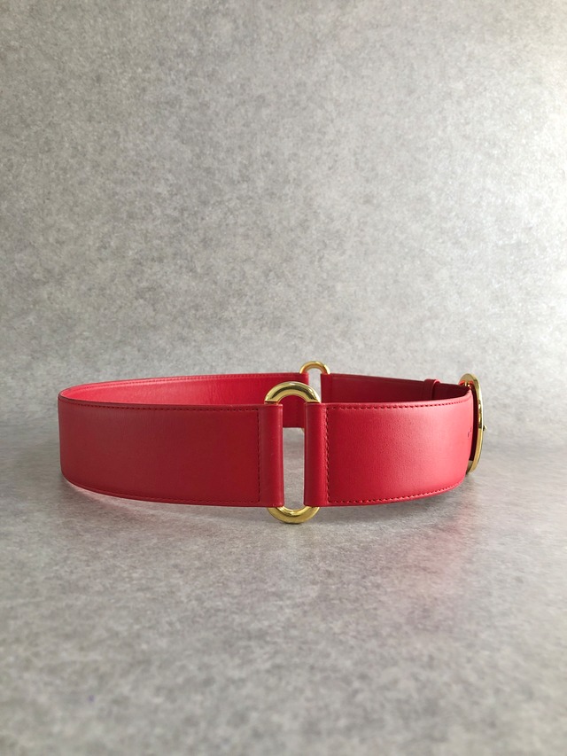 Christian Dior クリスチャン ディオール ベルト レッド オーバル レザー vintage ヴィンテージ オールド x8prhh