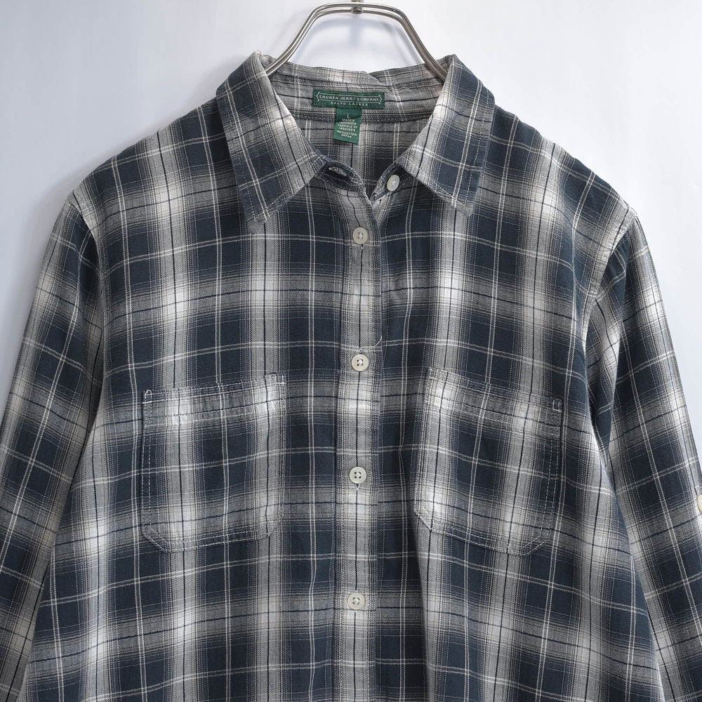 90s～ RALPH LAUREN ラルフローレン チェック ネルシャツ ブラック 