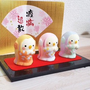 これはかわいい！素焼き陶器の3福豆人形(アマビエ)