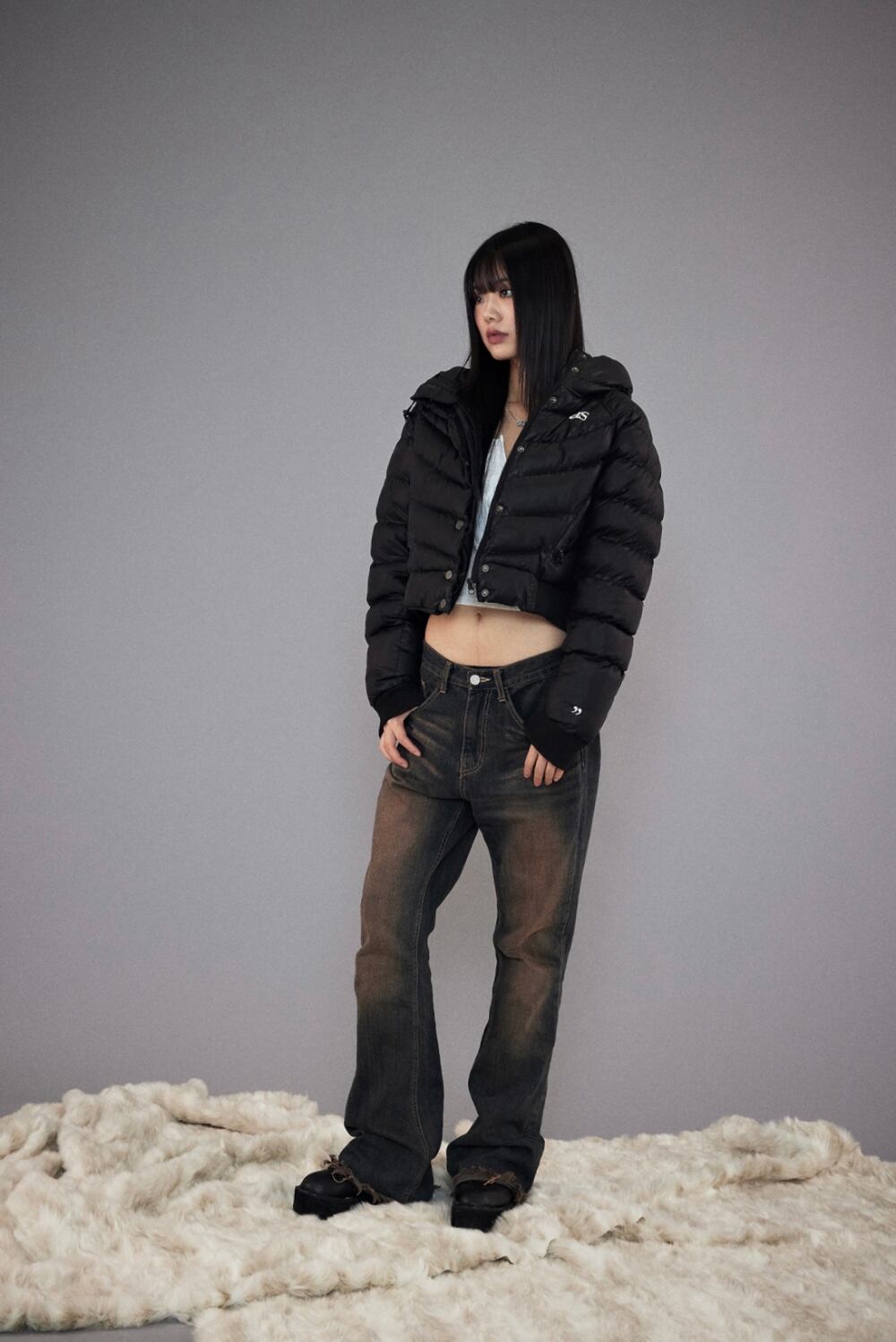 as”on] SHORT PUFFER JACKET / BLACK 正規品 韓国ブランド 韓国通販