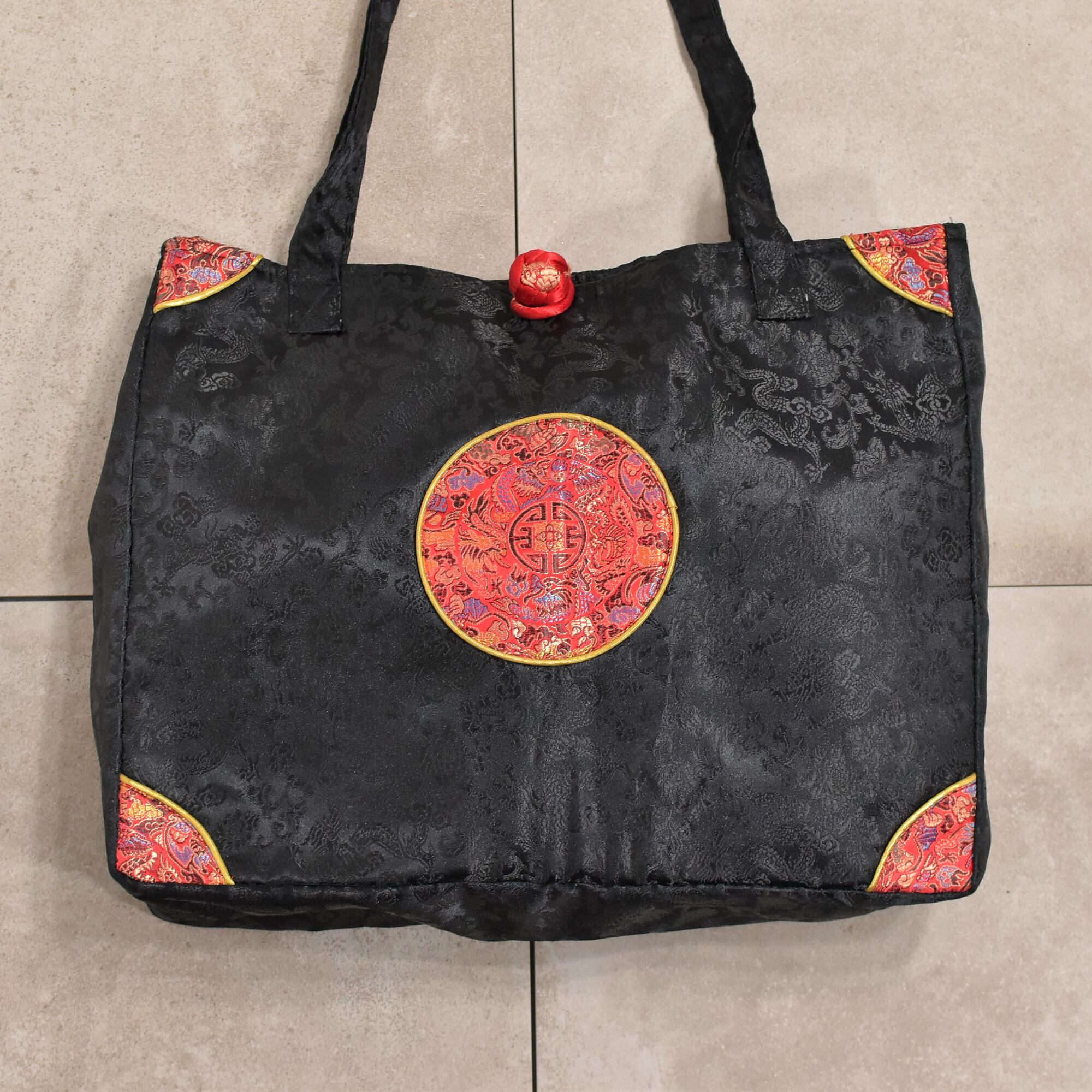 Asian vtg embroidery design china tote bag