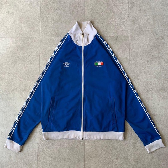 90s アンブロ　UMBRO  トラックジャケット　袖ロゴ　ビンテージ　XL 青