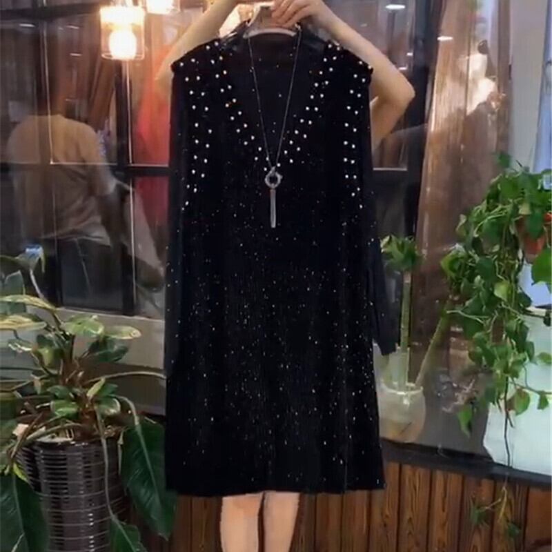 ドレス スタイルオータムルーズスカート 大きめサイズ 秋物 シルク ミックスインファッション45452209185