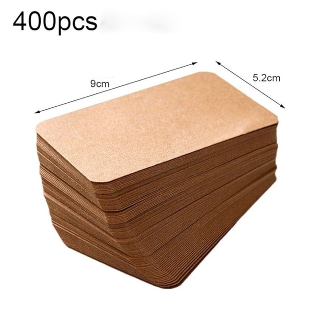 Roczential 400枚入り 無地カード ブランクカード 9×5.2cm クラフト 名刺 メッセージ メモカード 手書き ラベル ブックマーク 単語カード 暗記カード 学習カード (ブラウン)