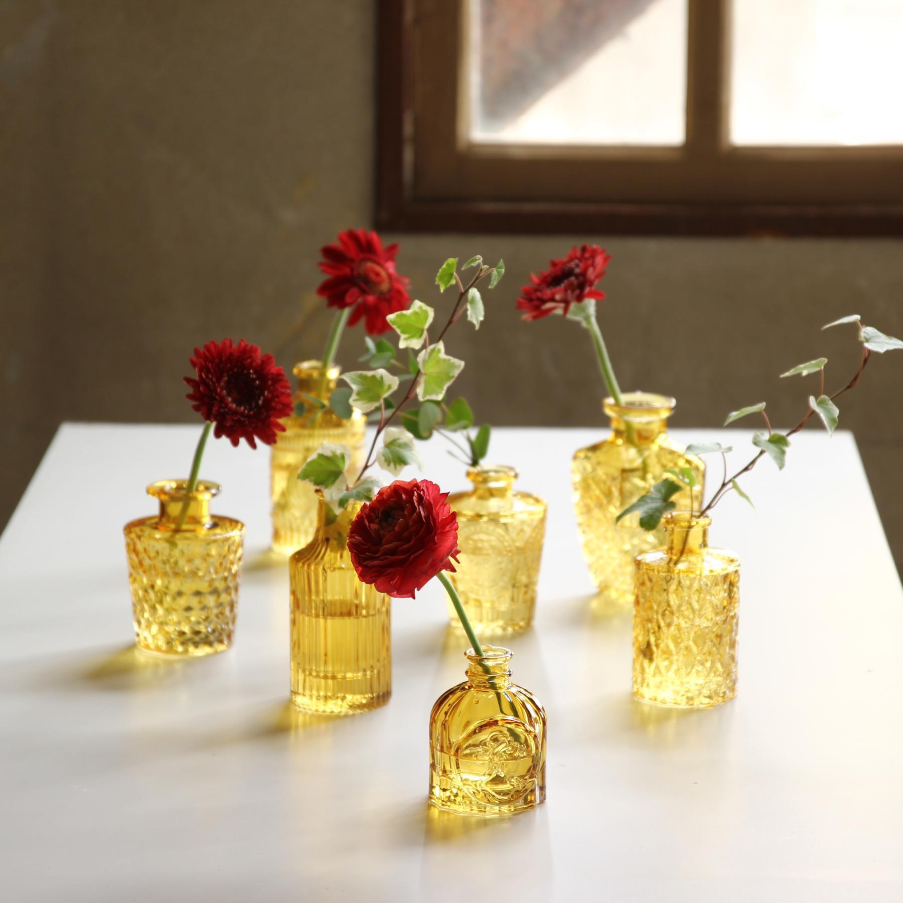 プチフラワーベース セットゥ アンバー ｜ 花瓶 花 花器 一輪挿し