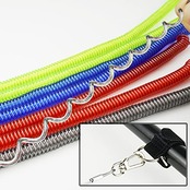 尻手ベルト ロッドベルト ロープ付き 釣り竿 スパイラルコード 290cm ワイヤー入り (RED)