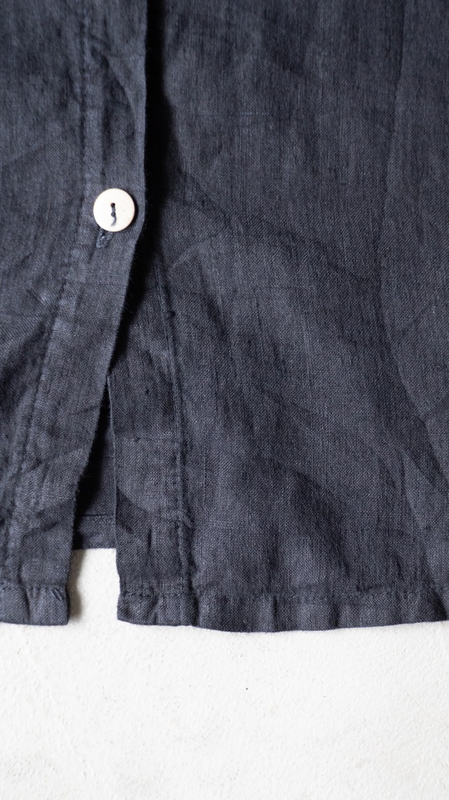 "RUSS BERENS" 1990s Linen no-collor shirt jacket