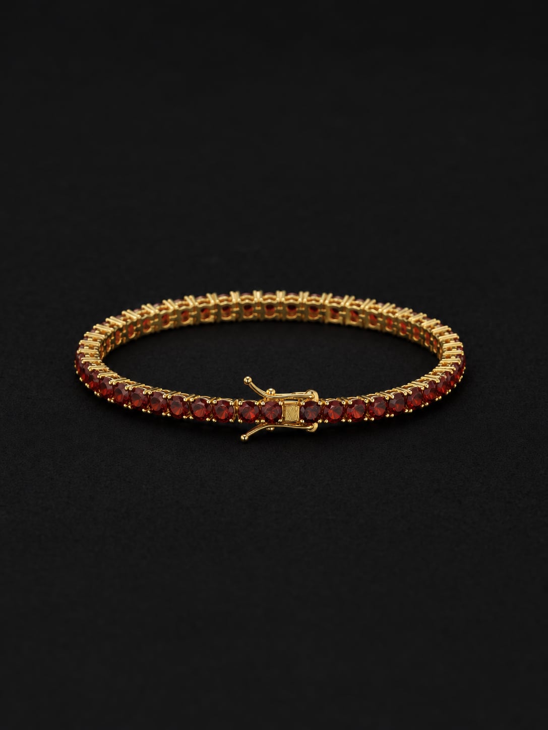 【4mm】Red Tennis Chain Bracelet - Gold/Silver -
