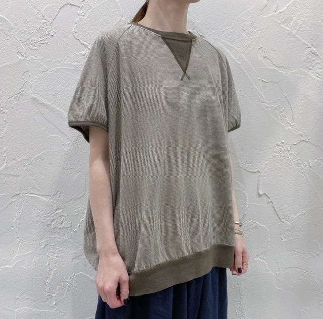 TANG border sleeve gather pullover