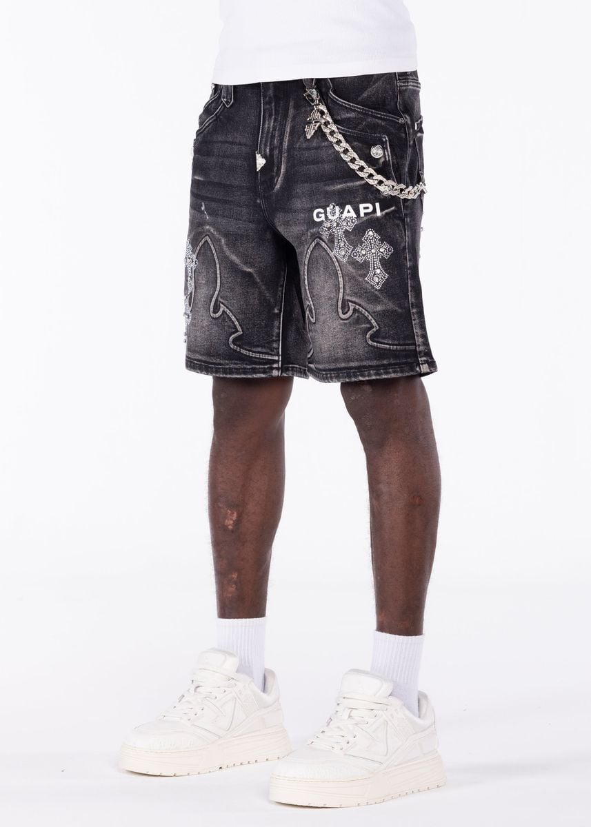 GUAPI / FADED CROSS DENIM SHORTS | HOLICK