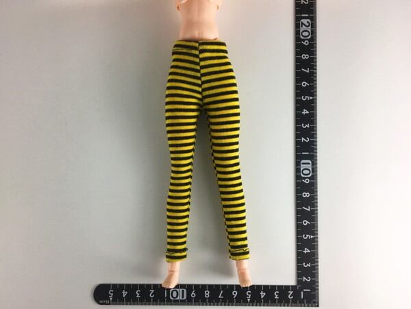 ドールアクセサリ 1/6 女性用 レギンス ストライプ 黒黄 - 画像1