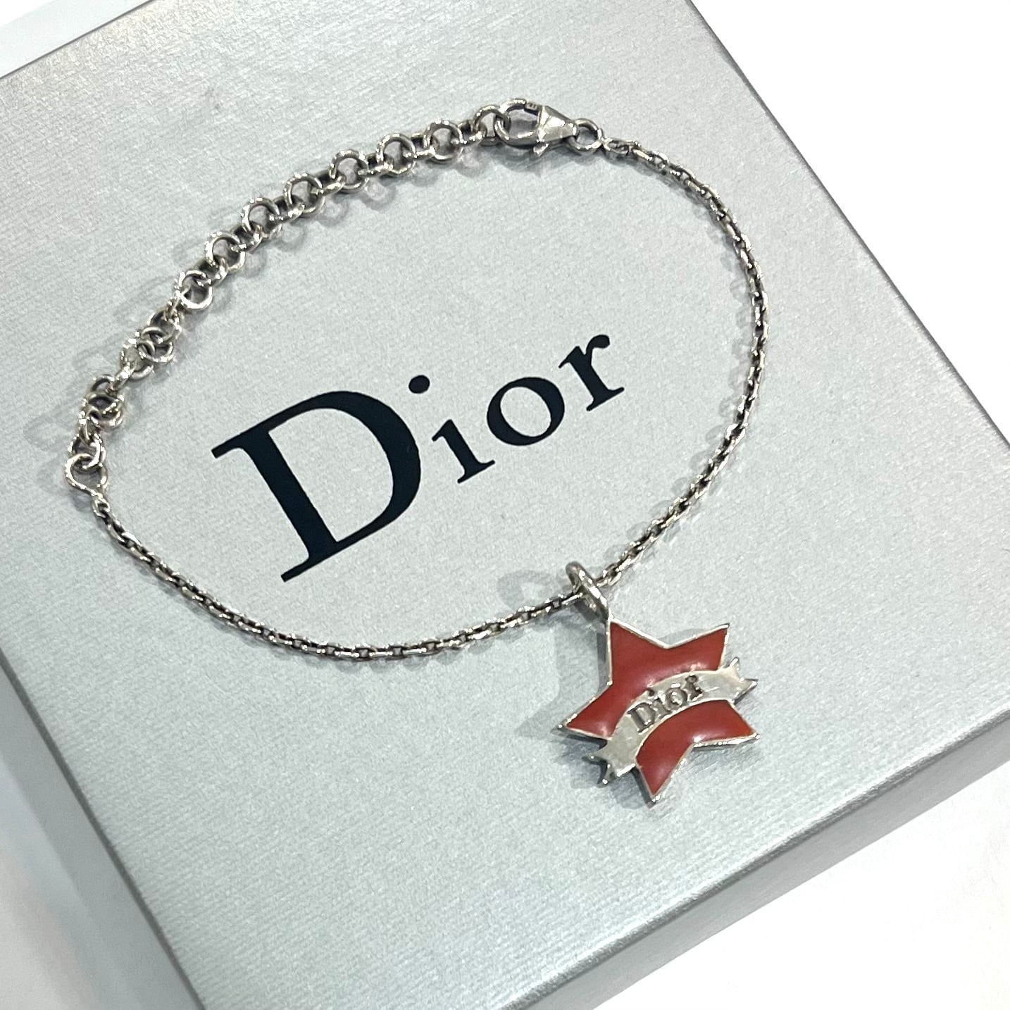 Christian Dior】 Dior 星ロゴ シルバー925チェーンブレスレット