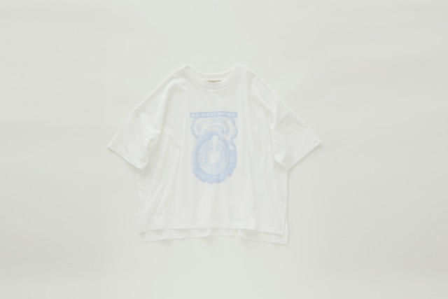 〈 eLfin Folk 24SS 〉 SUPER NOVA Big Tee / elf-241J32 / Tシャツ / white×blue print /
