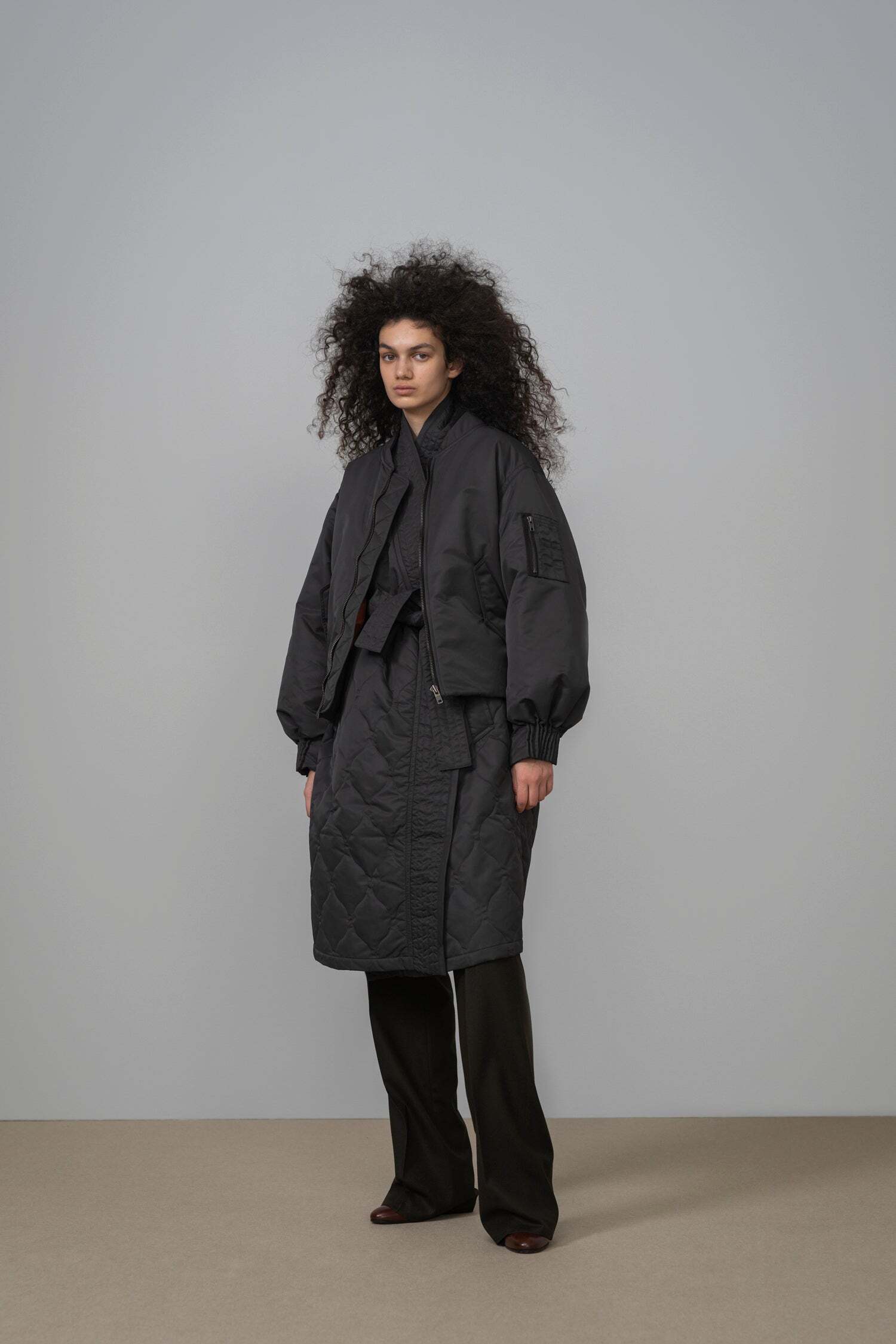 RAINMAKER】BUMPY GATHERED BOMBER JACKET_CHARCOAL | marfa store