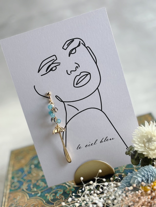 雨の日のイヤリング 染クォーツァイト アクアブルー ゴールド/シルバー 雨の日のイヤリング 染クォーツァイト アクアブルー ゴールド/シルバー