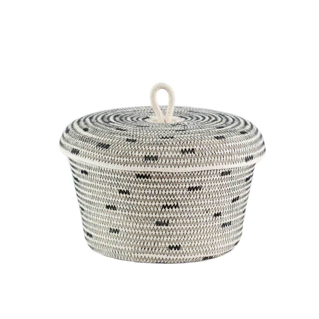 Lidded Basket (Polka Dot) フタ付きバスケット (水玉)