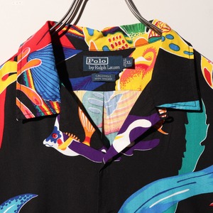 極美品 XL レーヨン総柄 熱帯魚 Caldwell ポロラルフローレン 半袖開襟シャツ