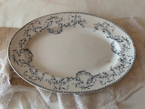 【1点のみ】金継ぎ済み Sarreguemines サルグミンヌ MOZART リボンとリース柄のオーバル皿