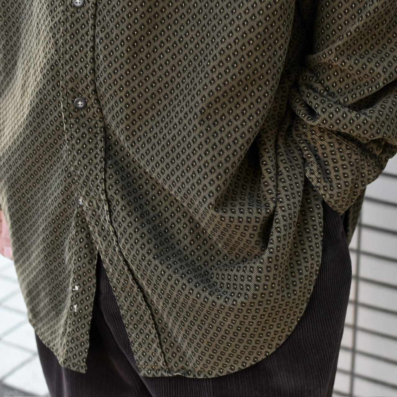 pattern corduroy shirt khaki