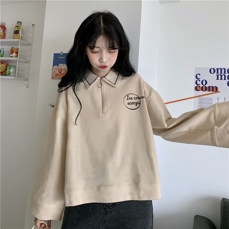 スタイル刺繍カラーセーター レディーススプリングオータム薄手ルーズトップス ロング 大人ガーリー スウィート キュート カジュアル 春物 秋物 萌量不足71342946949