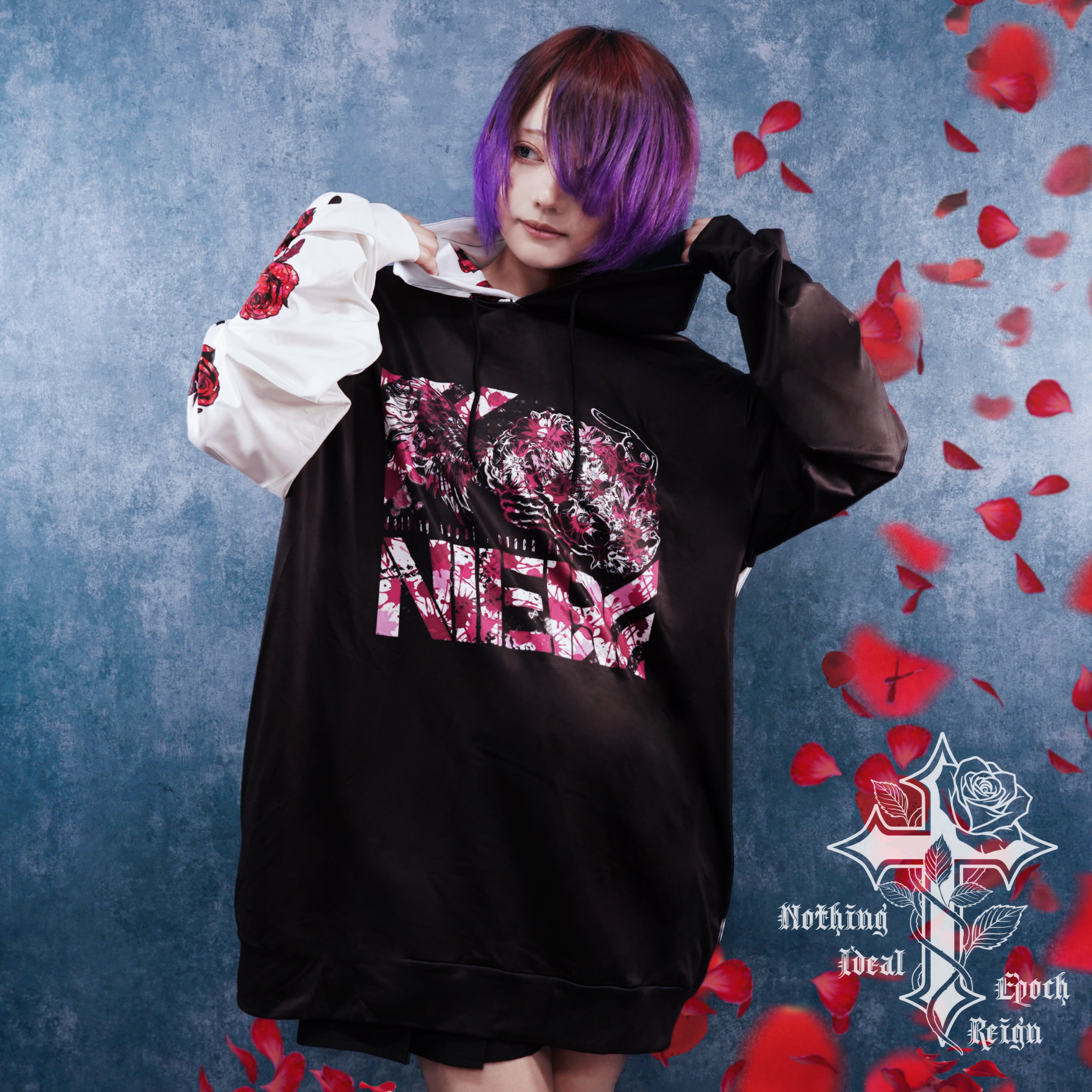RED ROSE ASYMMETRY HOODIE【両サイドポケット付き】 | NIER CLOTHING