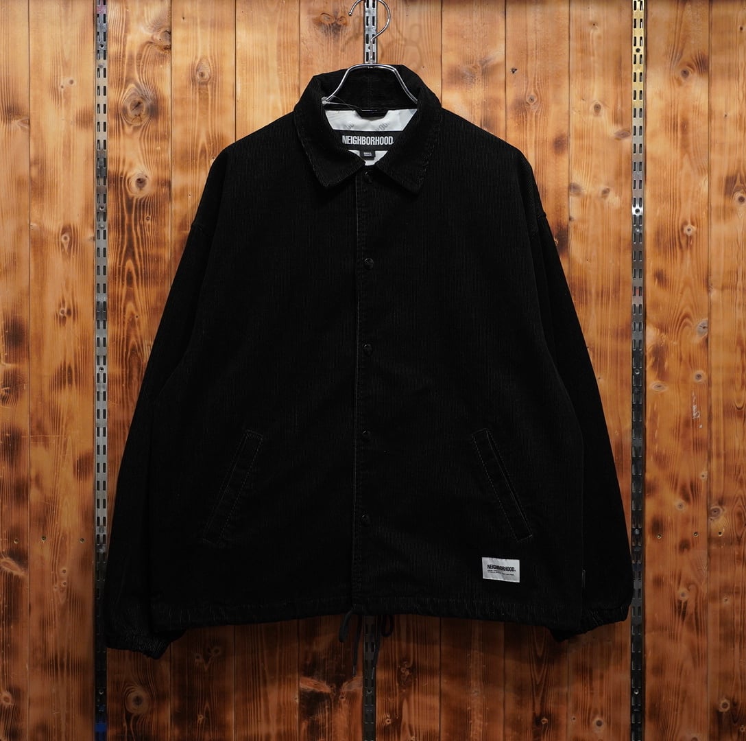 neighborhood ブラック コーデュロイ コーチジャケット S/ネイバーフッド 黒